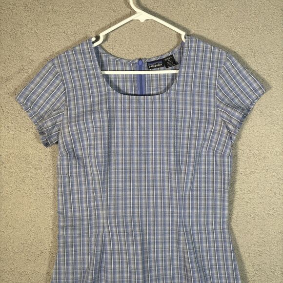 Vintage Patagonia Puckerware Dress Women’s Size 10 Blue Plaid Y2K 90 Cottage - Picture 3 of 13